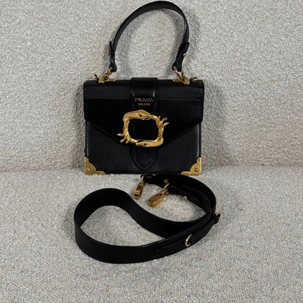 Authentic Pre-Owned Prada Black Leather Animalier Cahier Crossbody Bag - Picture 14 of 16